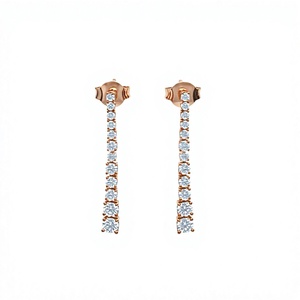 18K 14K Gold Plated Round <b>Diamond</b> Line <b>Earrings</b> Long Drop <b>Dangle</b> <b>Earrings</b> Round Cut Tennis <b>Earrings</b> Bridal Women Jewelry Gift - Product Image 1