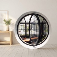 Fenêtre panoramique ronde DEMEA en aluminium sur mesure, à axe central, coupe-vent, avec vitrage artistique pour grenier