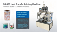 Machine d'impression par transfert thermique industrielle ORME pour le transfert de motifs sur les seaux et conteneurs en plastique