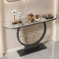 Table Console de luxe moderne noire avec meuble de base de table en acier inoxydable blanc ou or