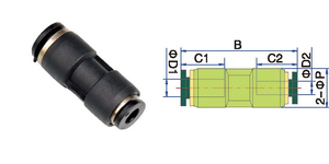 Raccordo pneumatico <span class=keywords><strong>One</strong></span> Touch a resistenza industriale in linea riduttore PG Mini raccordo - Product Image 2
