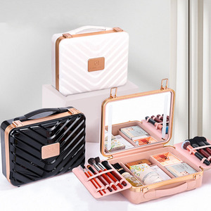 Borsa <span class=keywords><strong>Professionale</strong></span> per Cosmetici Valigetta per Trucco <span class=keywords><strong>Trousse</strong></span> De Maquillage Beauty Box con Coperchio Borse Alla Moda per Artisti con Specchio - Product Image 1