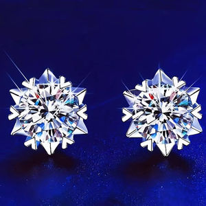 Jewel Snow <b>Hook</b> Shape Luxury Engagement Stud <b>Earrings</b> S925 Sterling Silver Dazzling Floral Design - Product Image 1