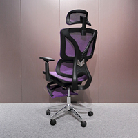 Chaise de bureau ergonomique en maille avec appui-tête et repose-pieds réglables, dossier haut, pivotante, pour la maison et le bureau