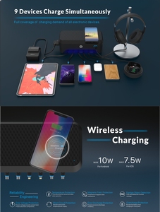 Los más vendidos 2025 Adaptador de cargador de teléfono de 30W con certificación PD y Qi de carga inalámbrica rápida con puertos USB 7X - Product Image 5