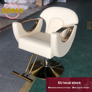 Fauteuil de coiffure professionnel Siman EU en stock <span class=keywords><strong>local</strong></span>, chaise élégante pour femme avec revêtement en cuir PU amélioré et cadre doré pour salon de coiffure - Product Image 5