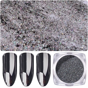 2 Pcs/set Super Magic Mirror Black Nail Glitter UV Gel Polish Chrome Nail Art Pigment Dust Manucure Powder for Nails DIY - Product Image 4