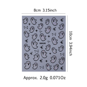 Pegatinas <span class=keywords><strong>de</strong></span> Uñas con Purpurina Plateada <span class=keywords><strong>de</strong></span> Fantasmas para Halloween 2026, Calcomanías <span class=keywords><strong>de</strong></span> Uñas con Diseños <span class=keywords><strong>de</strong></span> Fantasmas, Telarañas, Calabazas y Estrellas - Product Image 5