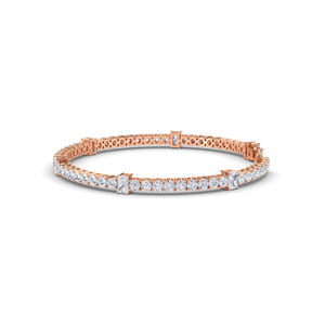 Bracelet tennis de luxe en or rose plaqué argent de qualité supérieure avec diamants taille émeraude pour femmes, idéal pour mariages, fiançailles, fêtes et usage quotidien - Product Image 2