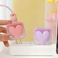 Housse de protection du chargeur 3D Love Heart pour iPhone 14 15 13 12 11 Chargeur 18W 20W Housse en silicone pour enrouleur de câble Manchon adaptateur secteur