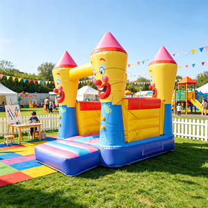 Castillo Inflable Comercial de 4x3m con Temática de Payaso y Crayones, Castillo de Brinco de PVC Resistente para Fiestas Infantiles y Alquiler de Eventos - Product Image 1