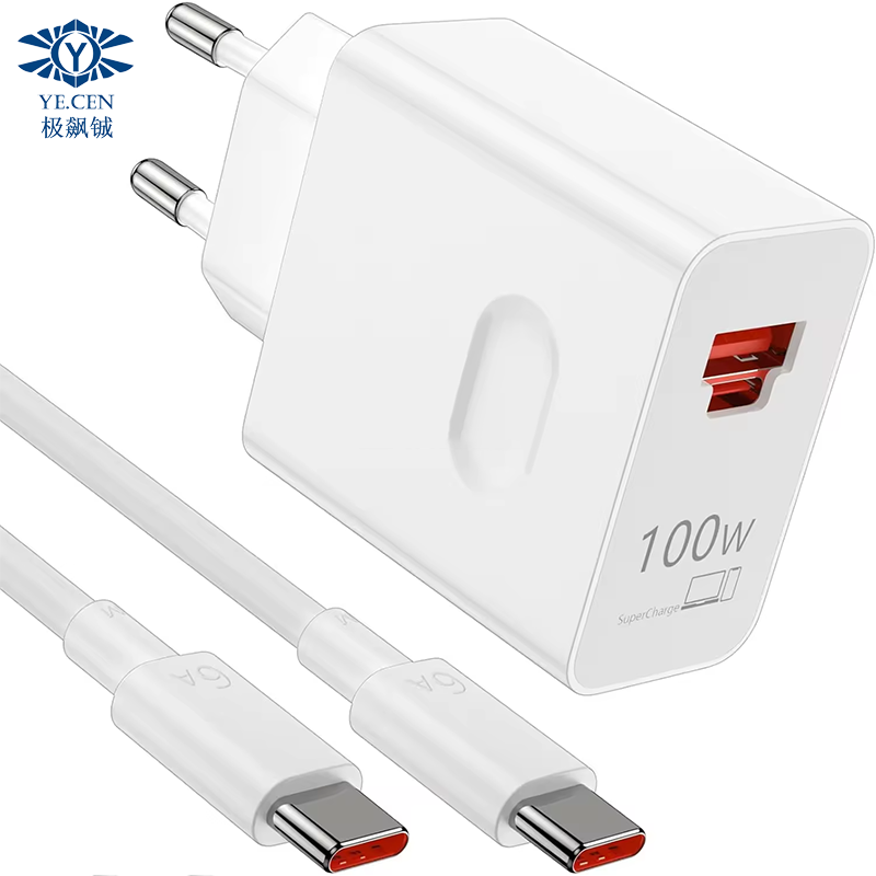 Cargador blanco de 100W con cable c-c de 1m