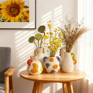 Jarrón de Cerámica Pintado a Mano, Creativo y Personalizado, Maceta para Adornos Secos, Juego de Jarrones de Cerámica Modernos para Decoración de Oficina - Product Image 6