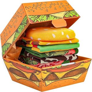 Chaussettes amusantes AB avec motif de frites, hamburger et bière, en coton, vente en gros, chaussettes pour femmes assorties - Product Image 5