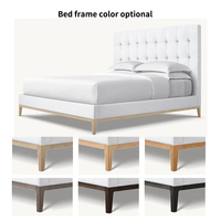 Lit double en tissu capitonné de style nordique italien, nouveau design, cadre de lit en bois, taille Queen/King, chambre à coucher moderne