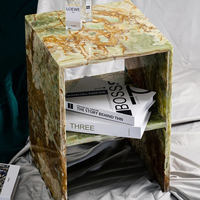 Table console moderne en marbre onyx vert Cammy Stone pour petits salons et chambres à coucher, meubles faits main pour la maison