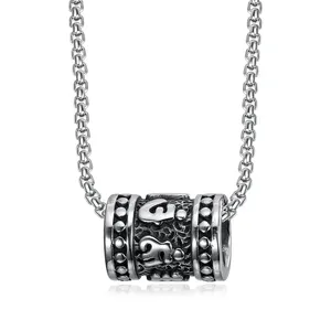 Buddhist Six-character Mantra Pendant Titanium Steel Buddhism Amulet Retro Religious Necklace Accessories Jewelry Men And Women