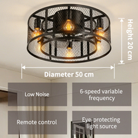 Ventilateur de plafond LED moderne pour chambre à coucher, avec cage en fer, moteur DC, télécommande et éclairage, pour la décoration de la pièce