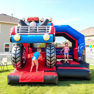 Château gonflable à thème camion pour garçons avec toboggan, centre de jeux commercial et <span class=keywords><strong>location</strong></span> pour fêtes avec souffleur d'air - Product Image 1