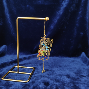 stationery set stationery gift Wholesale New Design Unicorn Carved Brass Square <b>Bookmark</b> Gradient Color Golden Plated Pendant - Product Image 1