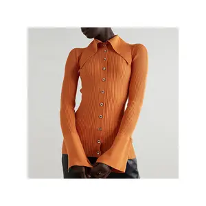 니트웨어 제조 업체 사용자 정의 리브 우아한 캐주얼 카디건 여성 가을 겨울 니트 스웨터 카디건 여성을위한 느슨한 스웨터