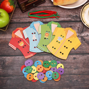 Fabricante venta directa de los niños educativos de madera niño coser botones enseñanza temprana juguetes al por mayor creativa - Product Image 4