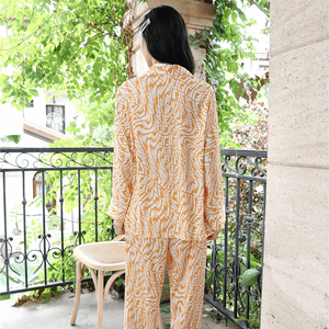 Nuovi arrivi pigiama di seta di lusso in raso di seta di ghiaccio da donna camicia da notte a manica lunga per ragazza - Product Image 5