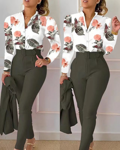 Ensemble de vêtements pour femmes King Mcgreen Star, pantalon imprimé, haut à manches longues, pantalon uni avec ceinture, printemps automne, nouveau ensemble 2 pièces - Product Image 2