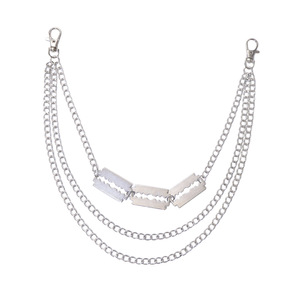 Waist <b>Chain</b> Multi Layer Metal Blade Pendant For <b>Jeans</b> Hip Hop Casual Fashion Accessory Zinc Alloy White K - Product Image 5