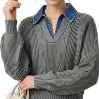 Pull tricoté tressé personnalisé FNJIA pour femme – Chandail uni élégant et chaud pour l'hiver