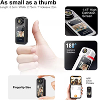 Mini Cámara Corporal, Cámara de Bolsillo Portátil S70 Tipo Thumb, Cámara de Acción 64GB, Videocámara 4k, Cámara Deportiva Impermeable 4k con Tarjeta TF CN;GUA