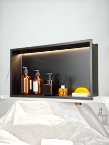 Estante empotrado de acero inoxidable con <span class=keywords><strong>nicho</strong></span> de <span class=keywords><strong>ducha</strong></span> de baño con luz LED moderna personalizada para uso en hoteles, hospitales y apartamentos - Product Image 3