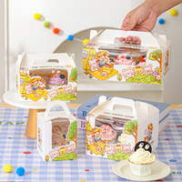 Boîtes d'emballage portables pour cupcakes, design mignon de dessin animé, contenants de boulangerie adaptés pour l'emballage de cadeaux de desserts de festival