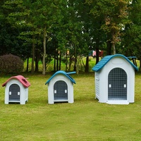 Waterdichte, winddichte en geventileerde hondenkennel van kunststof voor grote en middelgrote honden, eenvoudig te monteren.