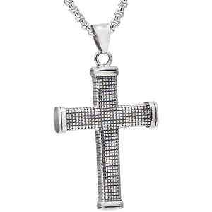 <b>Cross</b> Pendant Necklace Stainless Steel 304 Titanium Steel <b>Chain</b> Gift For Women Daily Wear Hip Hop Style - Product Image 1