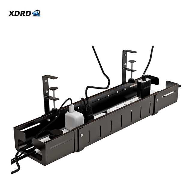 Adjustable Telescopic Under Desk Cable Management Tray No Drill Clamp on Metal Wire Basket Rack OEM Available