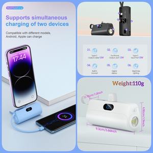 Chargeur Portable OTHC <span class=keywords><strong>M2L</strong></span> Batterie Externe Lithium-Ion 5000mAh 10W PD USB Écran LCD Lampe de Poche Compatible iPhone Android - Product Image 5