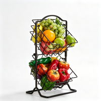 Panier à fruits autoportant à 2 niveaux en métal, grands paniers pour le rangement des fruits et des collations dans la cuisine
