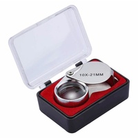 Reading Jewelers' Loupe High Quality Foldable Magnifying Glass with 2 LED Lights Metal Frame Acrylic Lens 21mm