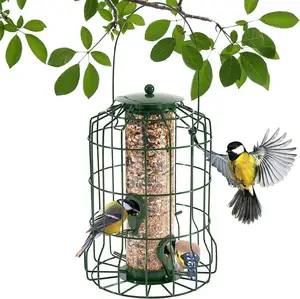 Bird Feeder Outdoor Mesh Screen with Copper-Look Large Wild Bird Feeder Comes with Hook to Hang on Tree