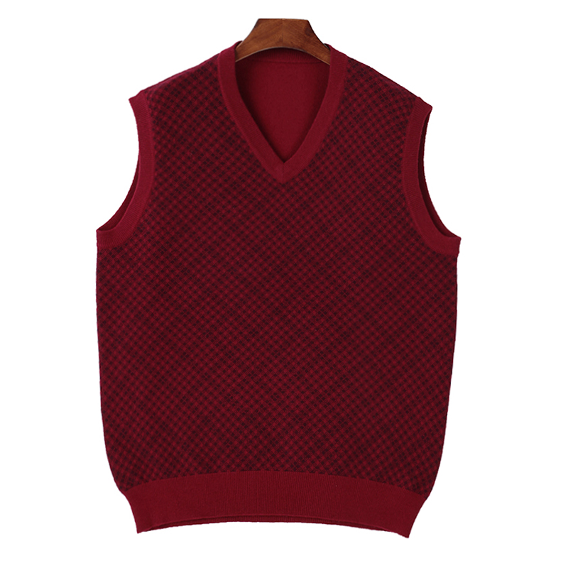 Square Fonda Spring Casual Breathable OEM Service Custom V Neck Knitted Cashmere Men's Vest