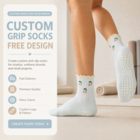 Chaussettes de yoga et de fitness pour femme, antidérapantes, avec logo personnalisé, pour Pilates, tricotées, respirantes, à volants, pour l'automne