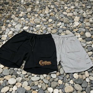Custom Embroidered Men's Cotton Shorts Drawstring Waist Casual Solid Color Breathable Front Logo Design Shorts - Product Image 3