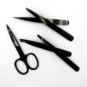 Juego de Pinzas para Cejas de Acero Inoxidable Personalizables, Juego de Pinzas para Cejas con Recubrimiento de Color Negro Plasma - Product Image 4