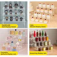 Présentoirs en acrylique transparent sur mesure à 4 niveaux, détachables, pour cosmétiques, figurines, cupcakes, parfums