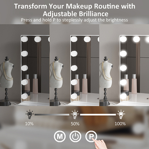 23 ''L 18'' W Vanity một mặt 15 bóng đèn trang điểm gương kim loại đứng đúng ánh sáng ban ngày dẫn ánh sáng USB Loa bluetooth không dây - Product Image 6