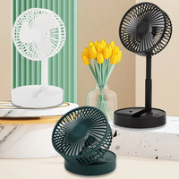 Ventilateur de table portable USB rechargeable pour téléphone, pliable, télescopique, avec moteur sans balais, en plastique léger