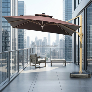 Parasol carré résistant au vent et imperméable avec base remplissable pour café, terrasse, hôtel et bistro en plein air - Product Image 1
