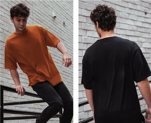 T-shirt col rond personnalisable en gros, décontracté, 100% coton, nouvelle collection, uni, multicolore, pour homme - Product Image 3