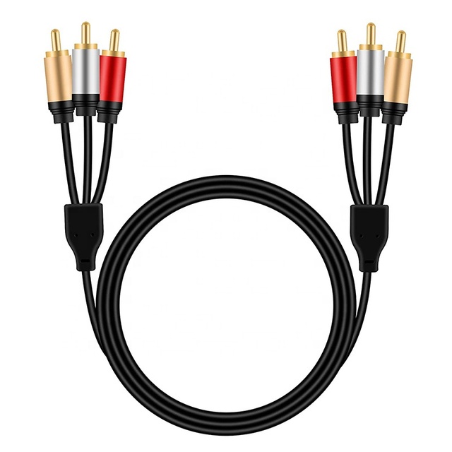 OFC Copper Twisted Pair 3 RCA Male to Male Gold Plated PVC Jacket AV Cable for HDTV DVD STB Microphone Speaker System